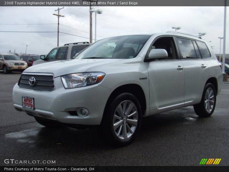 Blizzard White Pearl / Sand Beige 2008 Toyota Highlander Hybrid Limited 4WD