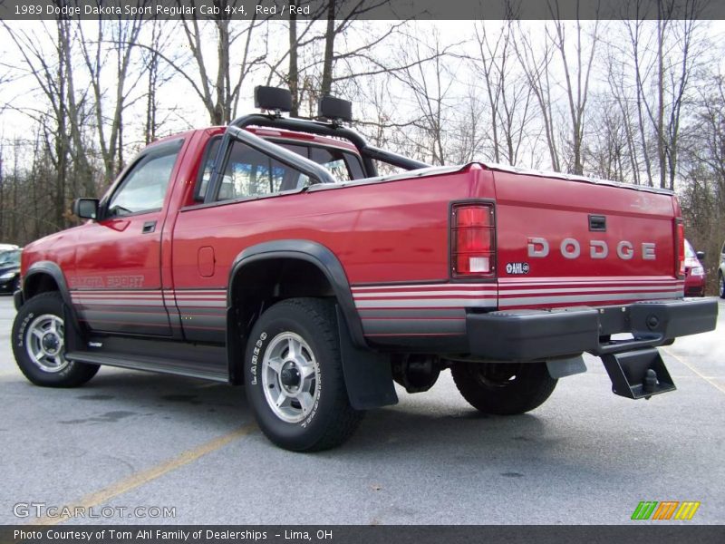 Red / Red 1989 Dodge Dakota Sport Regular Cab 4x4