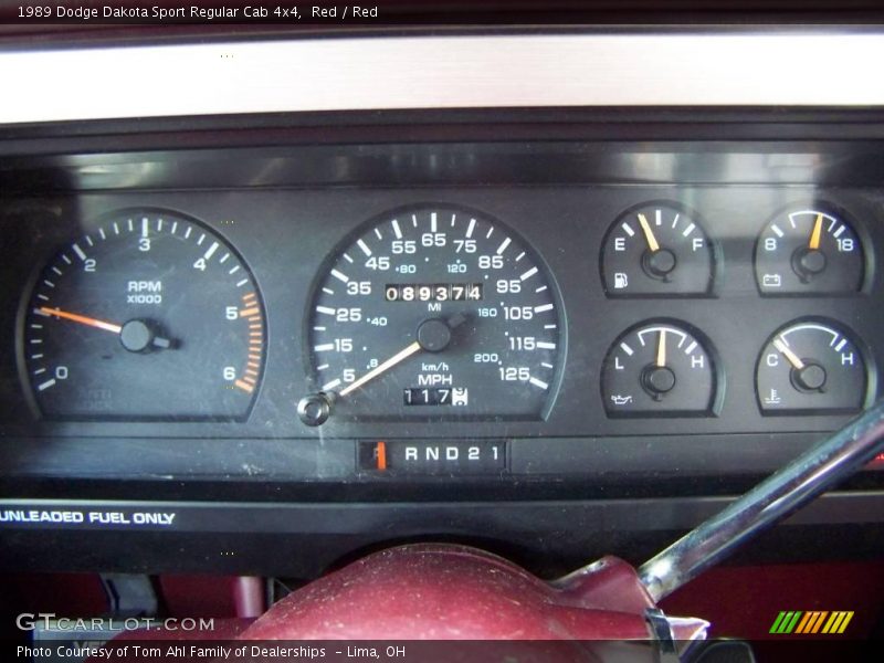 Red / Red 1989 Dodge Dakota Sport Regular Cab 4x4