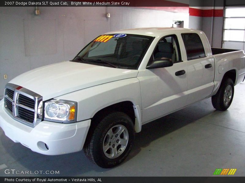 Bright White / Medium Slate Gray 2007 Dodge Dakota SLT Quad Cab