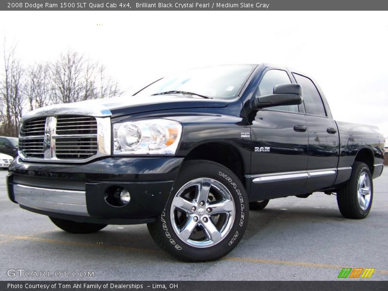 Brilliant Black Crystal Pearl / Medium Slate Gray 2008 Dodge Ram 1500 SLT Quad Cab 4x4