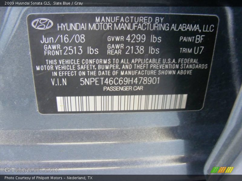 Slate Blue / Gray 2009 Hyundai Sonata GLS