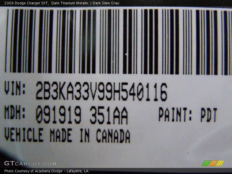 Dark Titanium Metallic / Dark Slate Gray 2009 Dodge Charger SXT