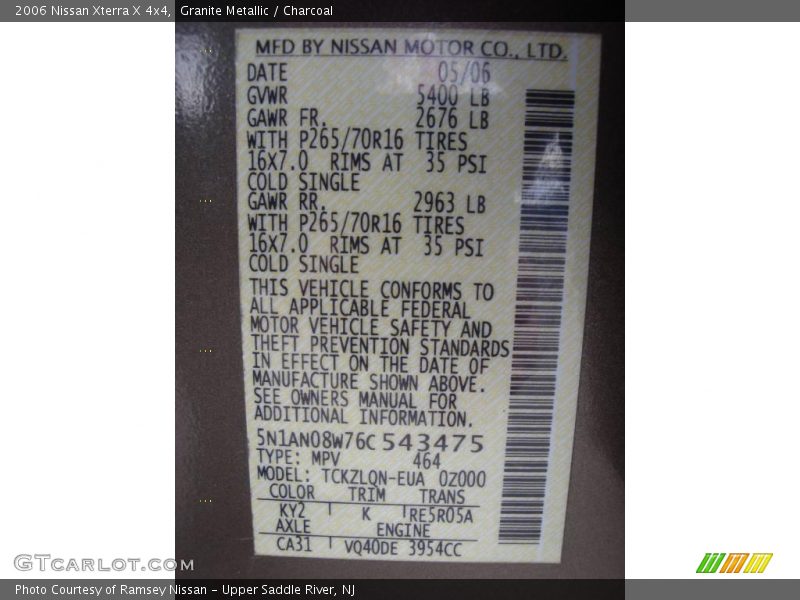 Granite Metallic / Charcoal 2006 Nissan Xterra X 4x4