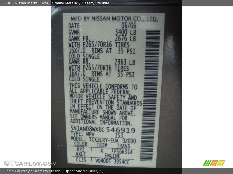 Granite Metallic / Desert/Graphite 2006 Nissan Xterra S 4x4