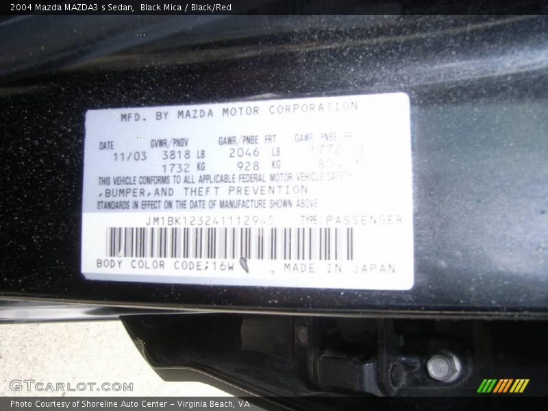 Black Mica / Black/Red 2004 Mazda MAZDA3 s Sedan