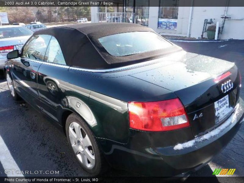 Cambridge Green Pearl / Beige 2003 Audi A4 3.0 Cabriolet