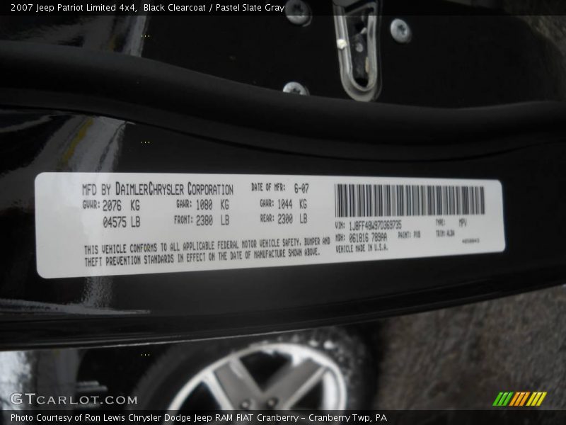 Black Clearcoat / Pastel Slate Gray 2007 Jeep Patriot Limited 4x4