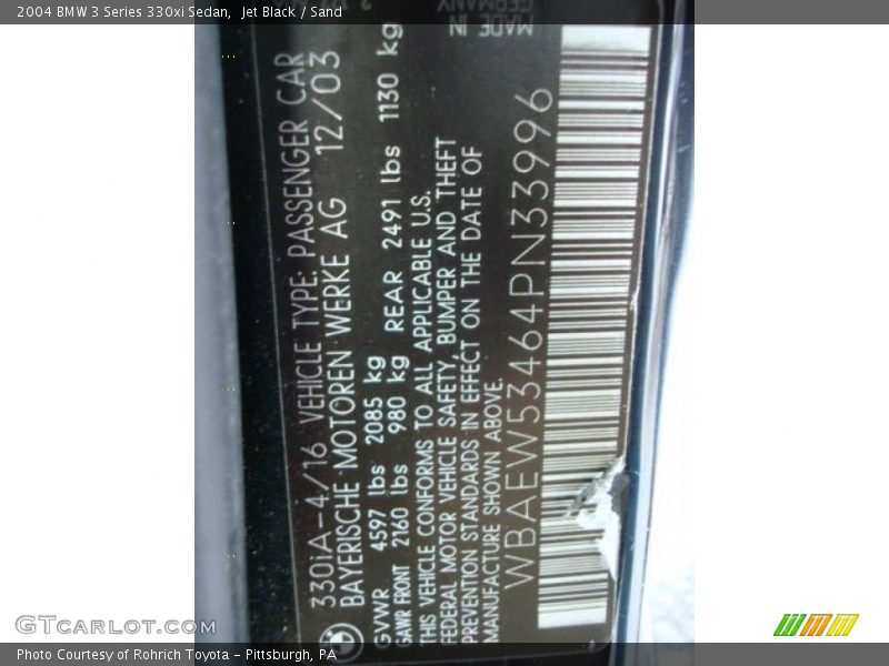 Jet Black / Sand 2004 BMW 3 Series 330xi Sedan