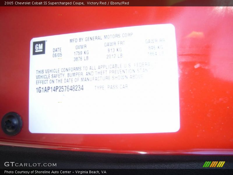 Victory Red / Ebony/Red 2005 Chevrolet Cobalt SS Supercharged Coupe