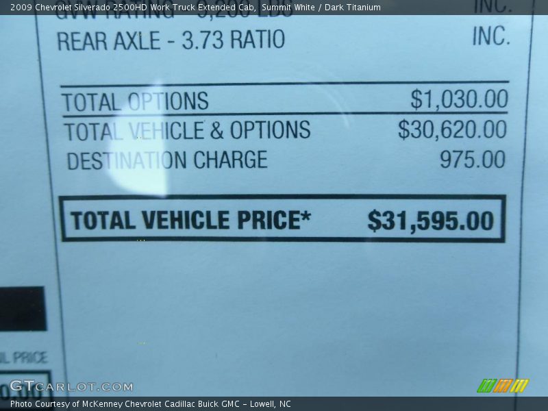 Summit White / Dark Titanium 2009 Chevrolet Silverado 2500HD Work Truck Extended Cab