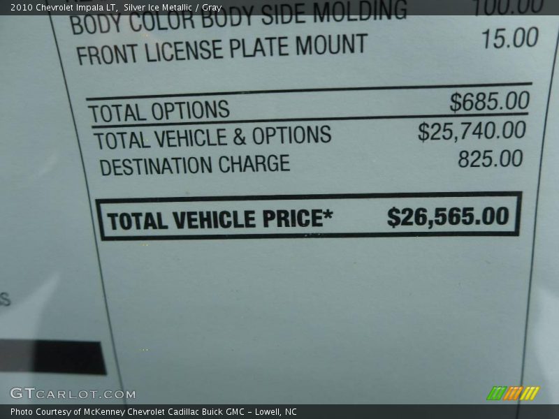 Silver Ice Metallic / Gray 2010 Chevrolet Impala LT