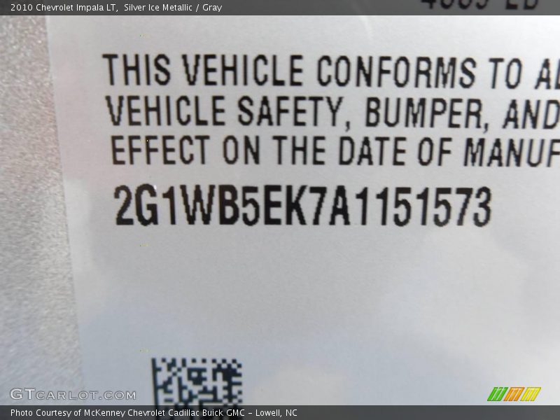 Silver Ice Metallic / Gray 2010 Chevrolet Impala LT