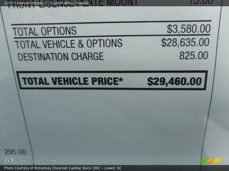 Summit White / Neutral 2010 Chevrolet Impala LT