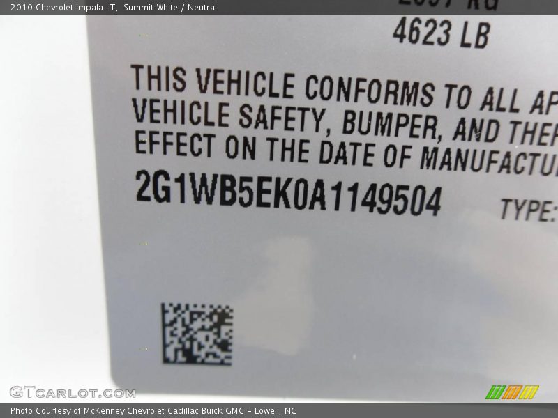 Summit White / Neutral 2010 Chevrolet Impala LT
