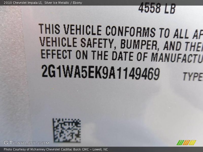 Silver Ice Metallic / Ebony 2010 Chevrolet Impala LS