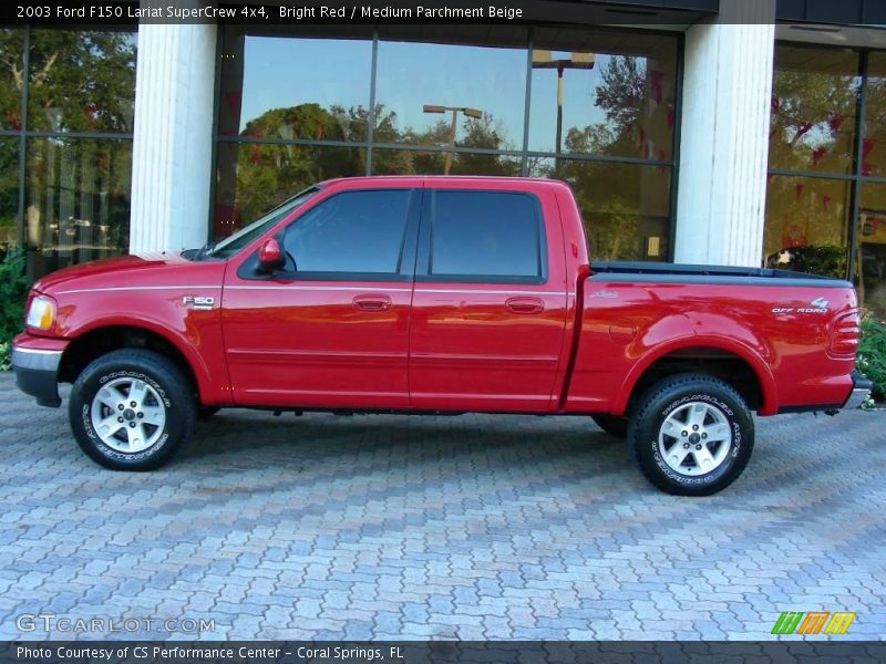 Bright Red / Medium Parchment Beige 2003 Ford F150 Lariat SuperCrew 4x4