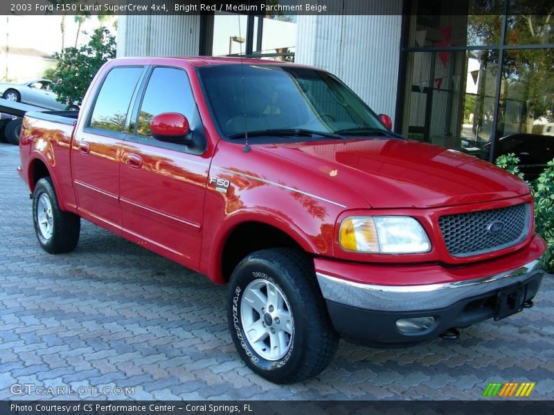 Bright Red / Medium Parchment Beige 2003 Ford F150 Lariat SuperCrew 4x4