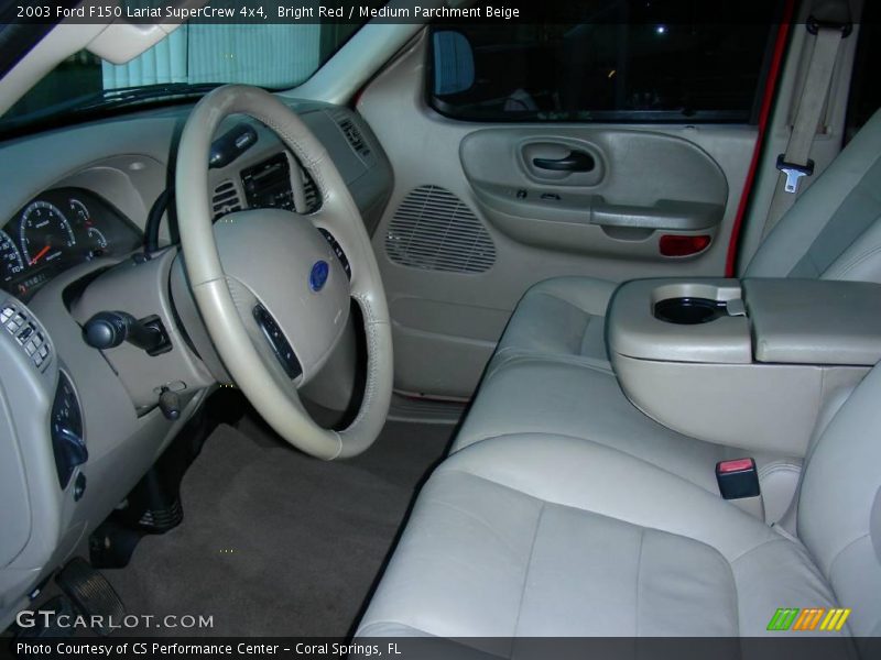 Bright Red / Medium Parchment Beige 2003 Ford F150 Lariat SuperCrew 4x4