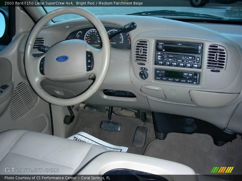 Bright Red / Medium Parchment Beige 2003 Ford F150 Lariat SuperCrew 4x4