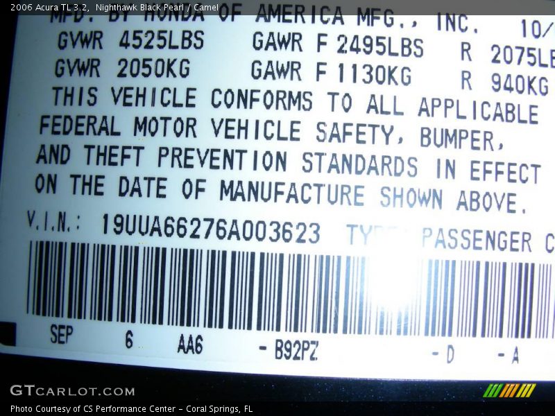Nighthawk Black Pearl / Camel 2006 Acura TL 3.2