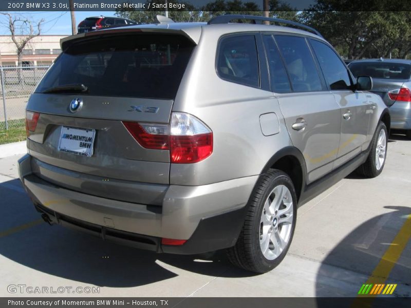 Platinum Bronze Metallic / Sand Beige 2007 BMW X3 3.0si