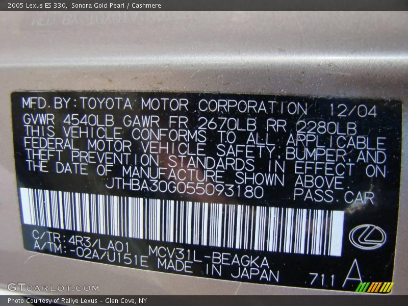 Sonora Gold Pearl / Cashmere 2005 Lexus ES 330