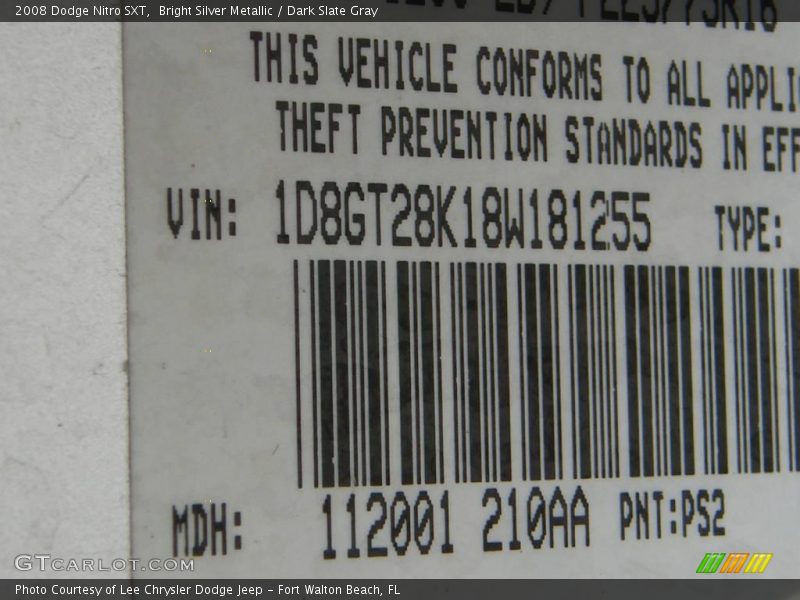 Bright Silver Metallic / Dark Slate Gray 2008 Dodge Nitro SXT