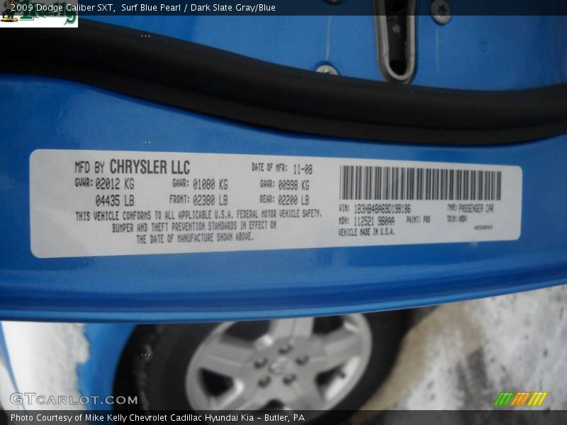 Surf Blue Pearl / Dark Slate Gray/Blue 2009 Dodge Caliber SXT