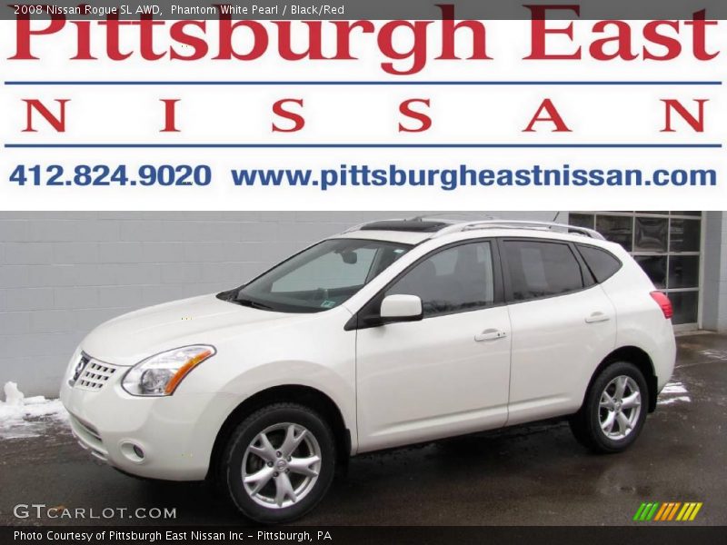 Phantom White Pearl / Black/Red 2008 Nissan Rogue SL AWD