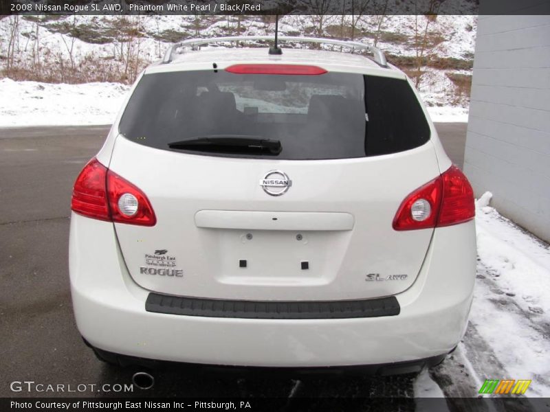 Phantom White Pearl / Black/Red 2008 Nissan Rogue SL AWD