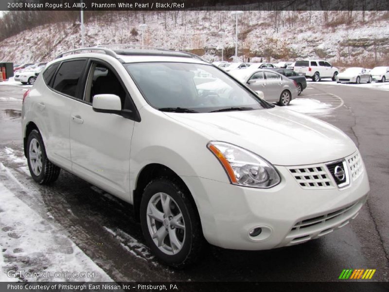 Phantom White Pearl / Black/Red 2008 Nissan Rogue SL AWD