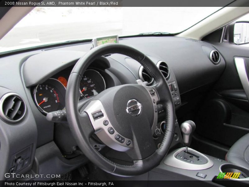 Phantom White Pearl / Black/Red 2008 Nissan Rogue SL AWD