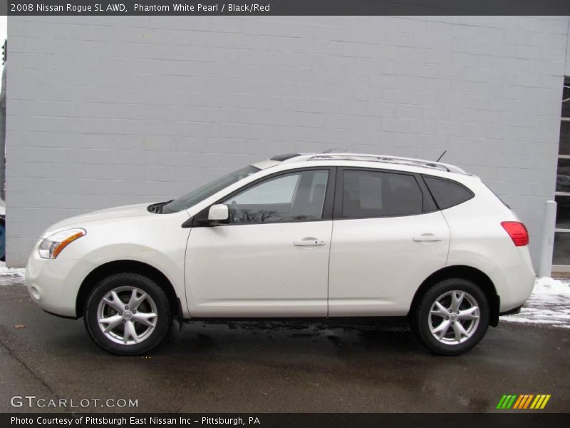 Phantom White Pearl / Black/Red 2008 Nissan Rogue SL AWD
