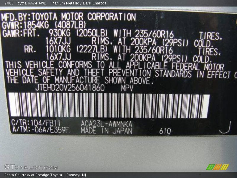 Titanium Metallic / Dark Charcoal 2005 Toyota RAV4 4WD