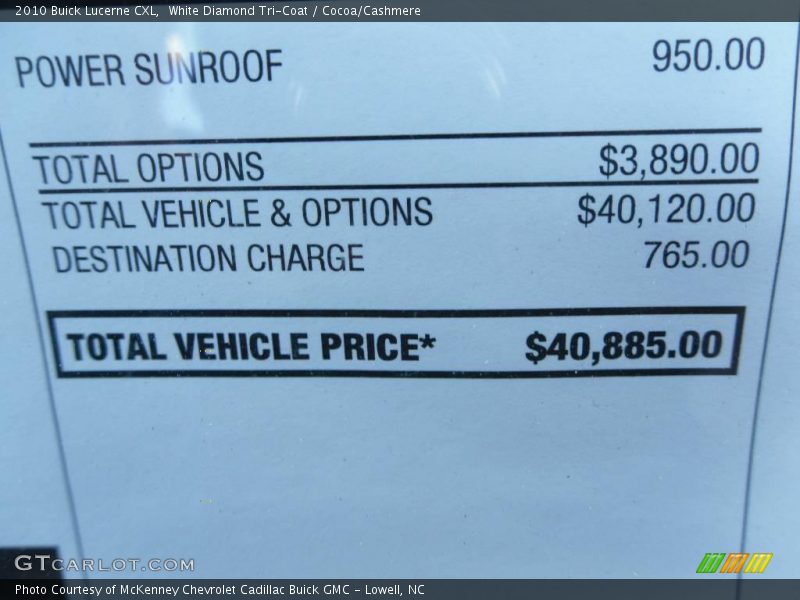 White Diamond Tri-Coat / Cocoa/Cashmere 2010 Buick Lucerne CXL