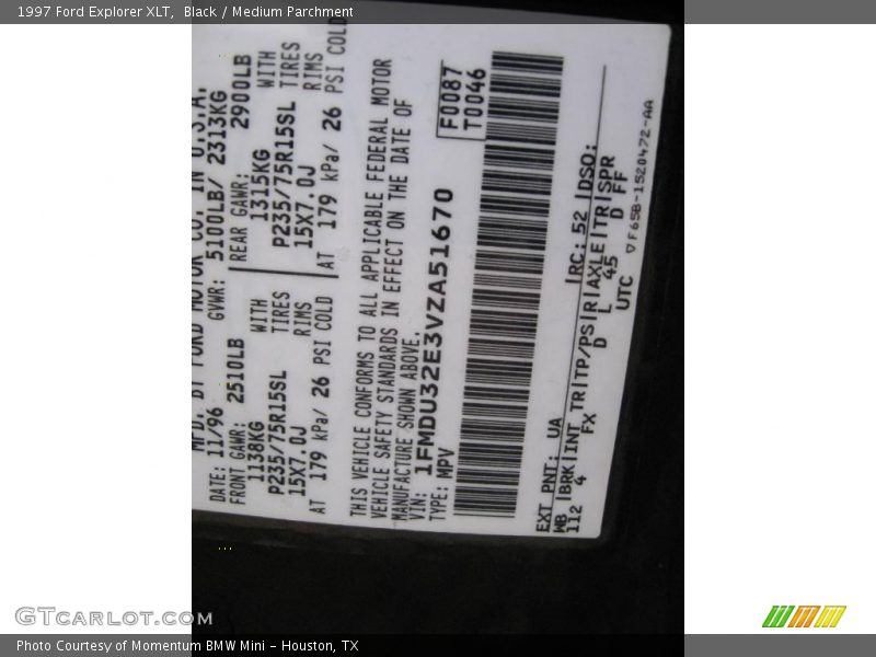 Black / Medium Parchment 1997 Ford Explorer XLT