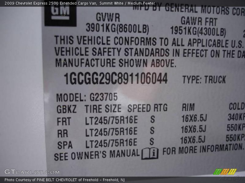 Summit White / Medium Pewter 2009 Chevrolet Express 2500 Extended Cargo Van