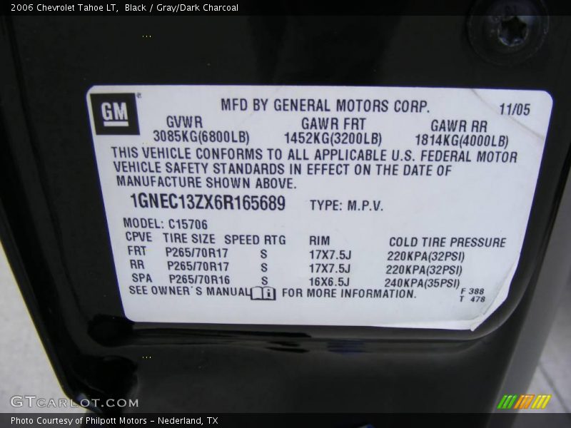 Black / Gray/Dark Charcoal 2006 Chevrolet Tahoe LT