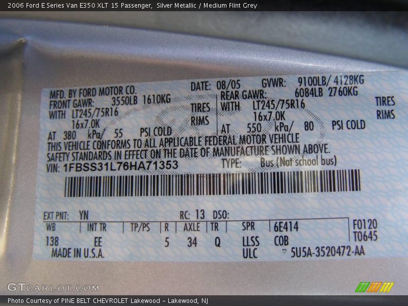 Silver Metallic / Medium Flint Grey 2006 Ford E Series Van E350 XLT 15 Passenger