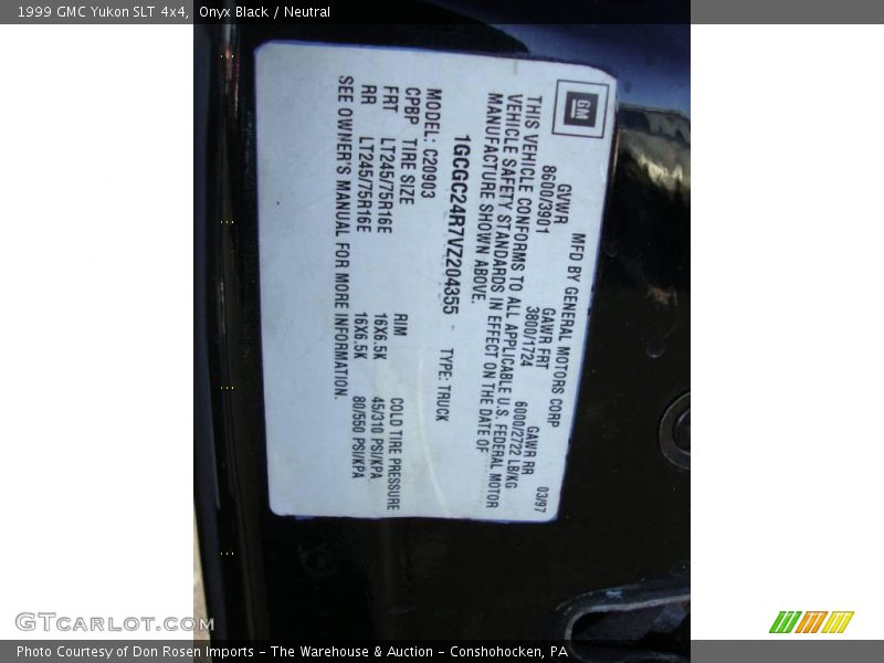 Onyx Black / Neutral 1999 GMC Yukon SLT 4x4