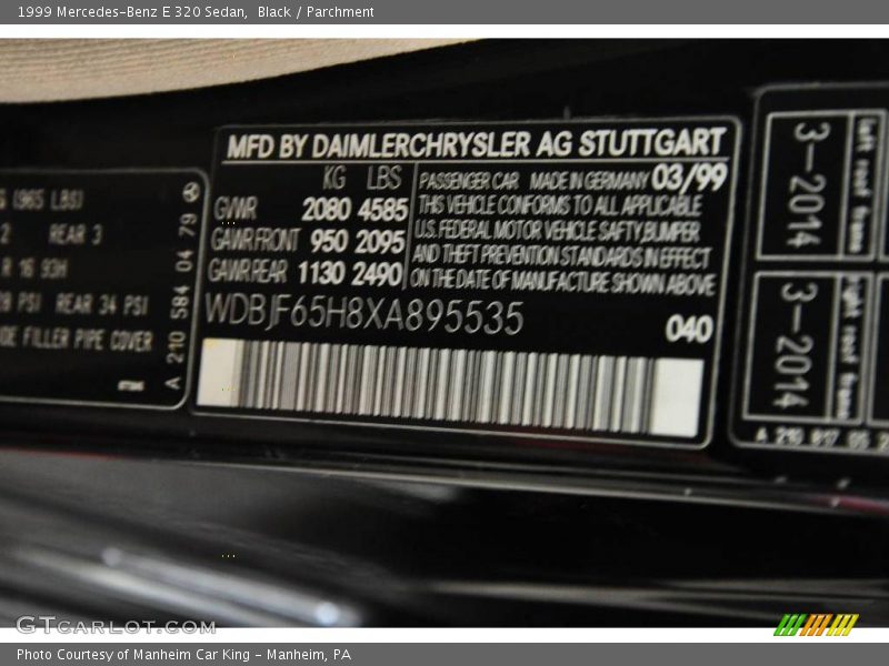Black / Parchment 1999 Mercedes-Benz E 320 Sedan