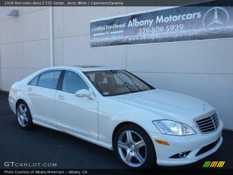 Arctic White / Cashmere/Savanna 2008 Mercedes-Benz S 550 Sedan