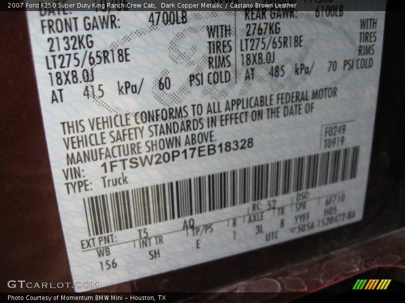Dark Copper Metallic / Castano Brown Leather 2007 Ford F250 Super Duty King Ranch Crew Cab
