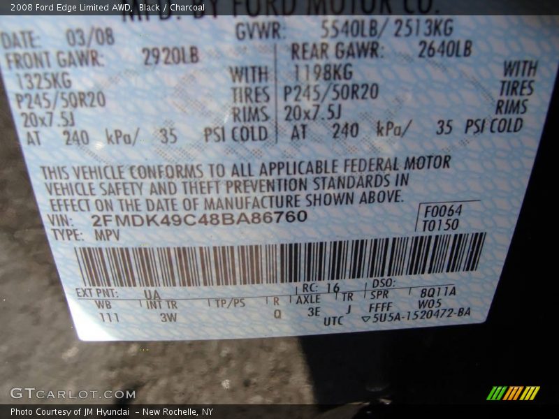 Black / Charcoal 2008 Ford Edge Limited AWD