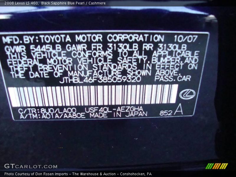 Black Sapphire Blue Pearl / Cashmere 2008 Lexus LS 460