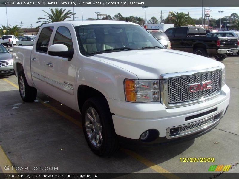 Summit White / Cocoa/Light Cashmere 2009 GMC Sierra 1500 Denali Crew Cab