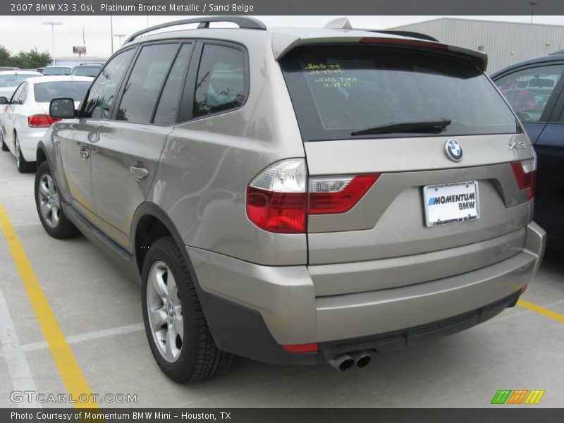 Platinum Bronze Metallic / Sand Beige 2007 BMW X3 3.0si