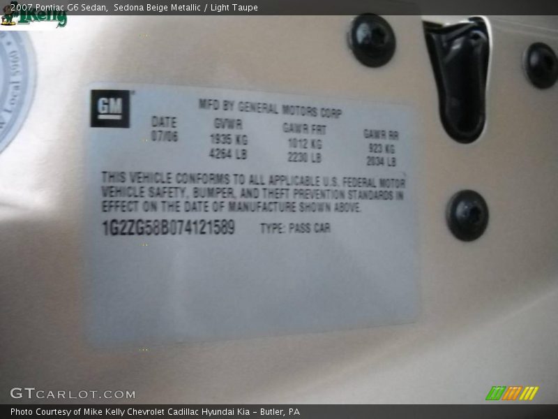Sedona Beige Metallic / Light Taupe 2007 Pontiac G6 Sedan
