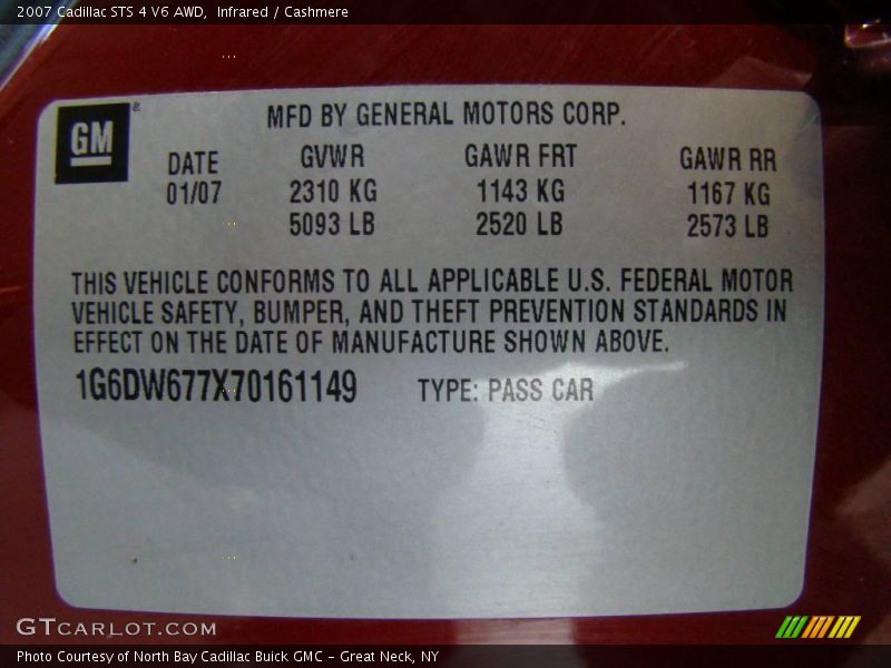 Infrared / Cashmere 2007 Cadillac STS 4 V6 AWD